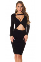 Sexy fijn gebreide jurk met uitsparingen zwart